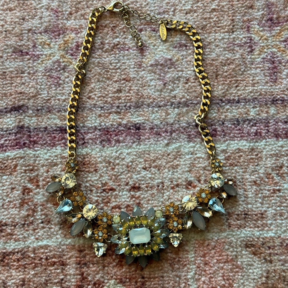 Natasha Couture Gold and Silver Floral Statement Necklace